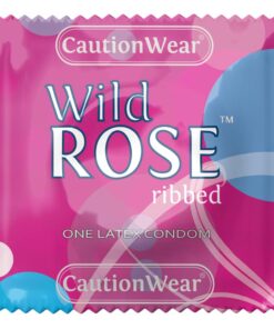 Caution Wear Wild Rose Bulk Ribbed Condoms | Yabai Distribution LLC Wholesale Condoms